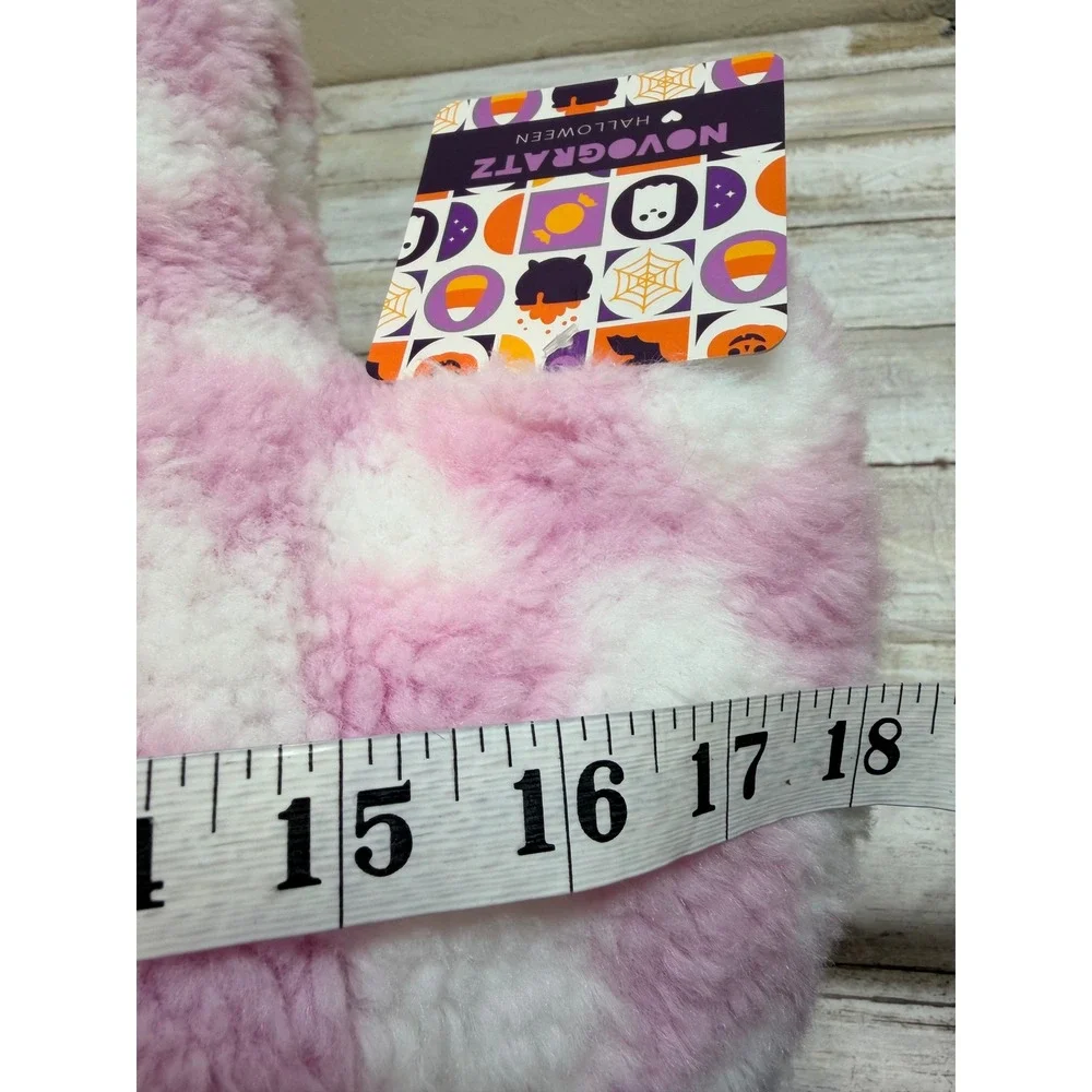 Novogratz Halloween Pink Checkered Ghost Plush Decorative Pillow New
